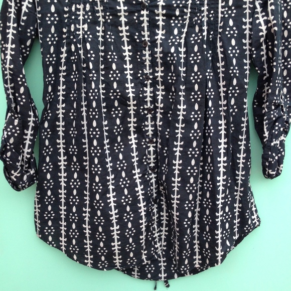 GOLDEN BIRD abstract tribal print pattern shirt tunic top Small cotton boho vtg - Picture 10 of 10